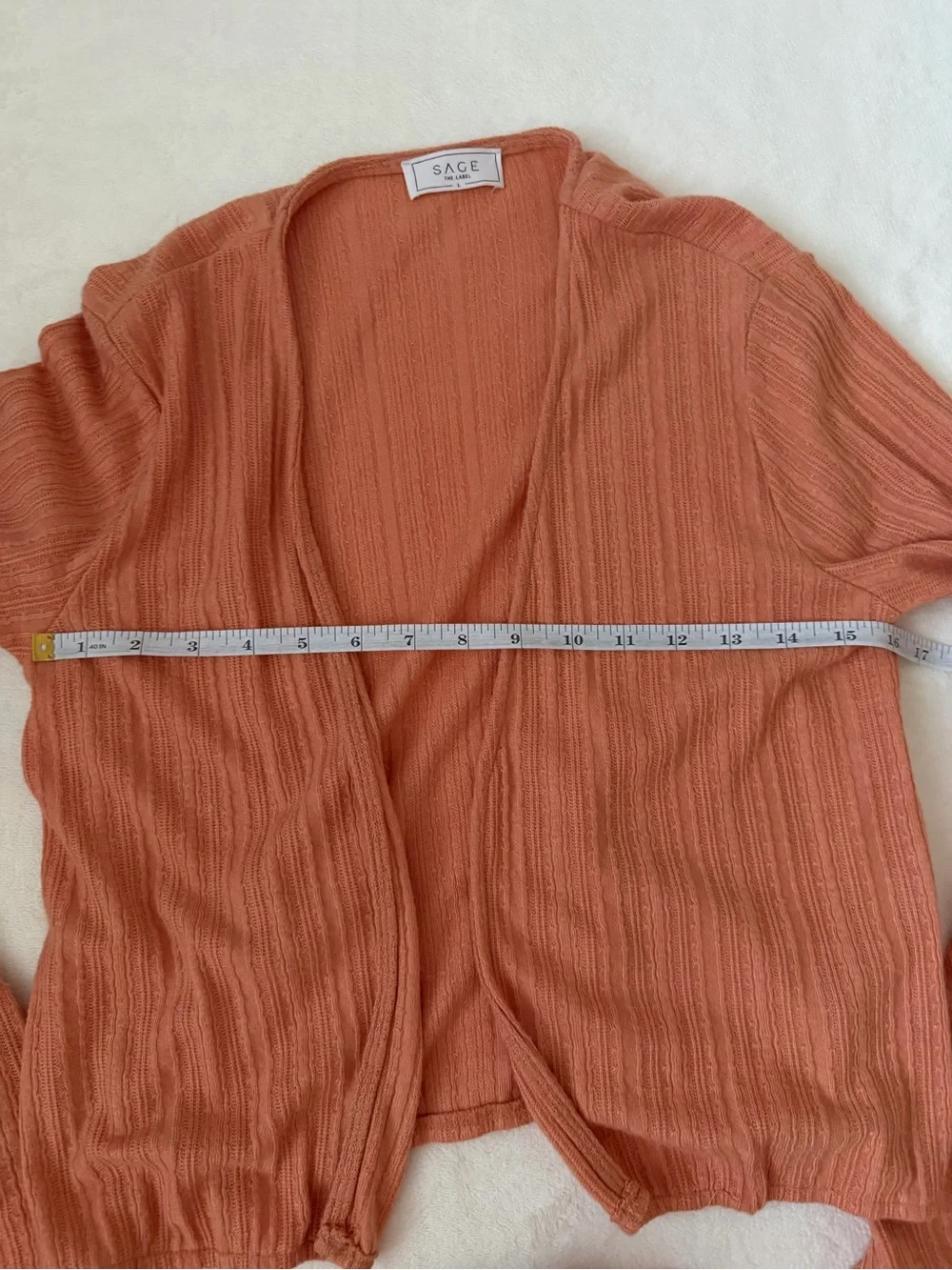 Sage The Label 2 Piece Cardigan & Cami Set Large Rust Terracotta Rib Knit